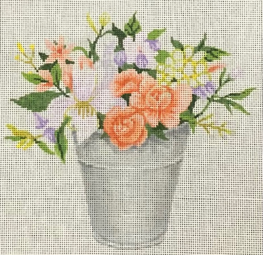 ASIT464 Peach Flowers in Pail