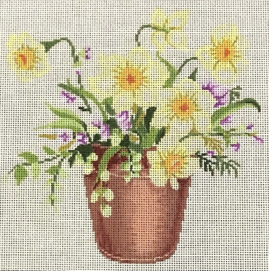 ASIT465 Yellow Flowers in Pot