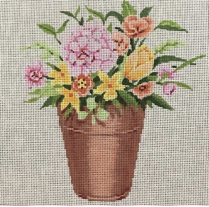 ASIT466 Pink/Yellow Flowers in Pot