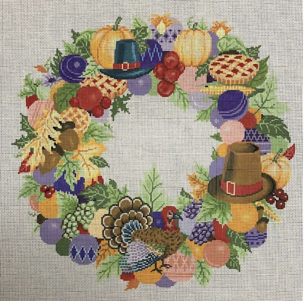 ASIT395-18 Thanksgiving Wreath on 18 mesh