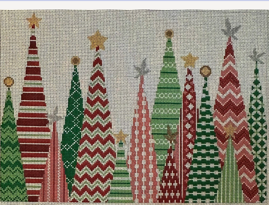 ASIT535-18 Christmas Trees on 18 mesh