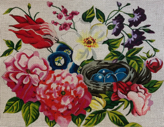 FF297 Bird Nest and Wildflowers