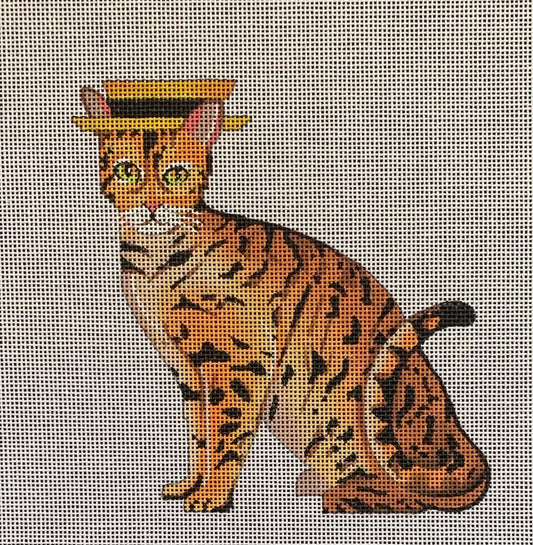 AN445 Bengal Cat with Flat Hat