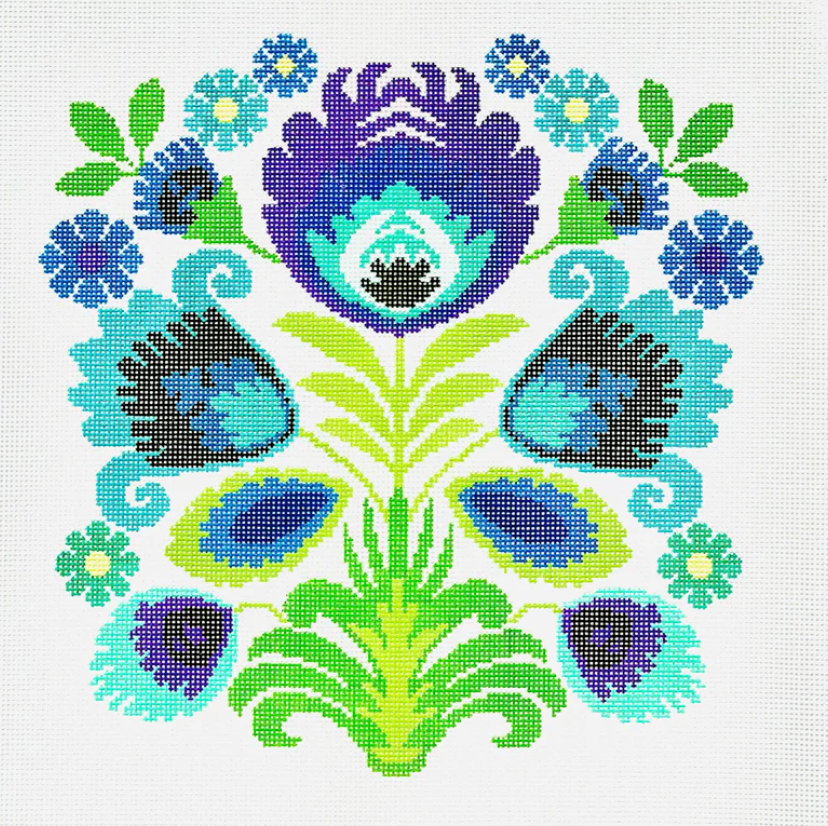 KCD4450 Polish Purple Flower Folk Design