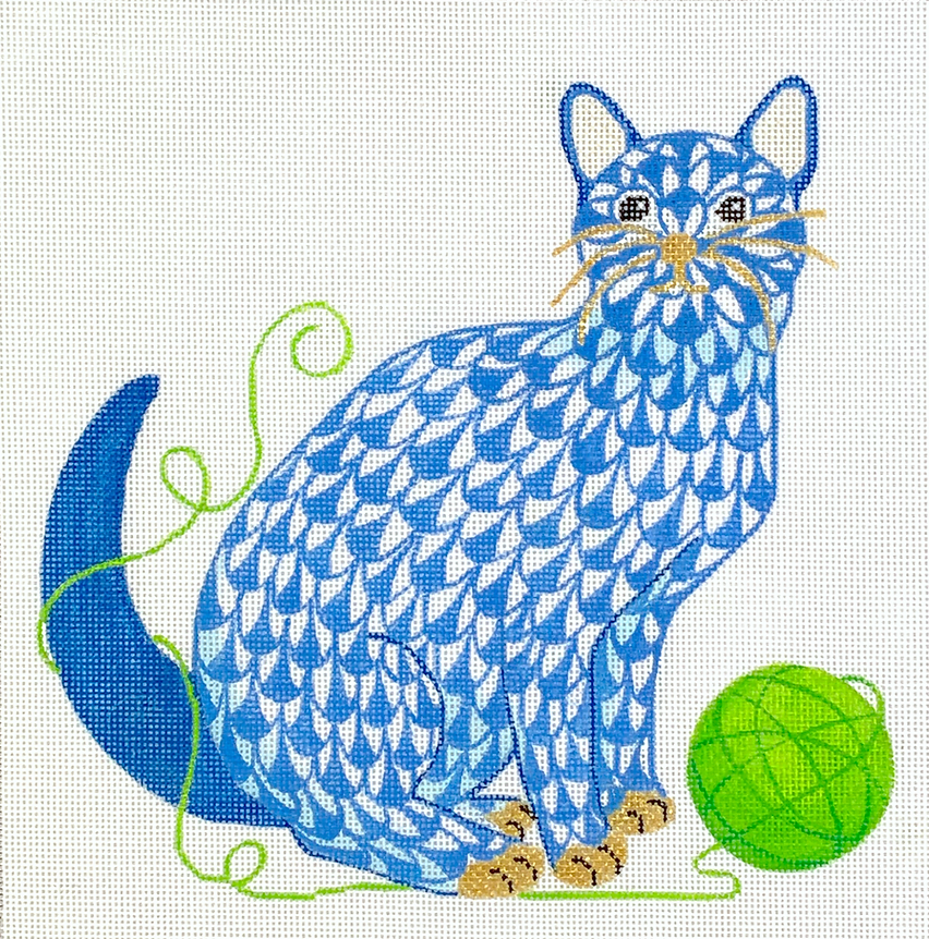 PL-514 Fishnet Cat with Yarn - Blue