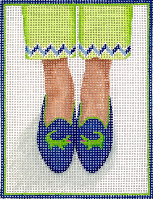 PL-476 Here's Looking At Shoe - Gator Needlepoint Loafers