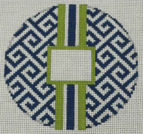 O169H Greek Key Insert - Navy and Lime Green