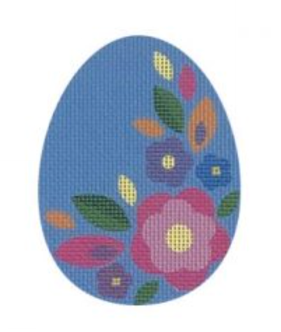 EE13 Floral Flat Easter Egg - Blue