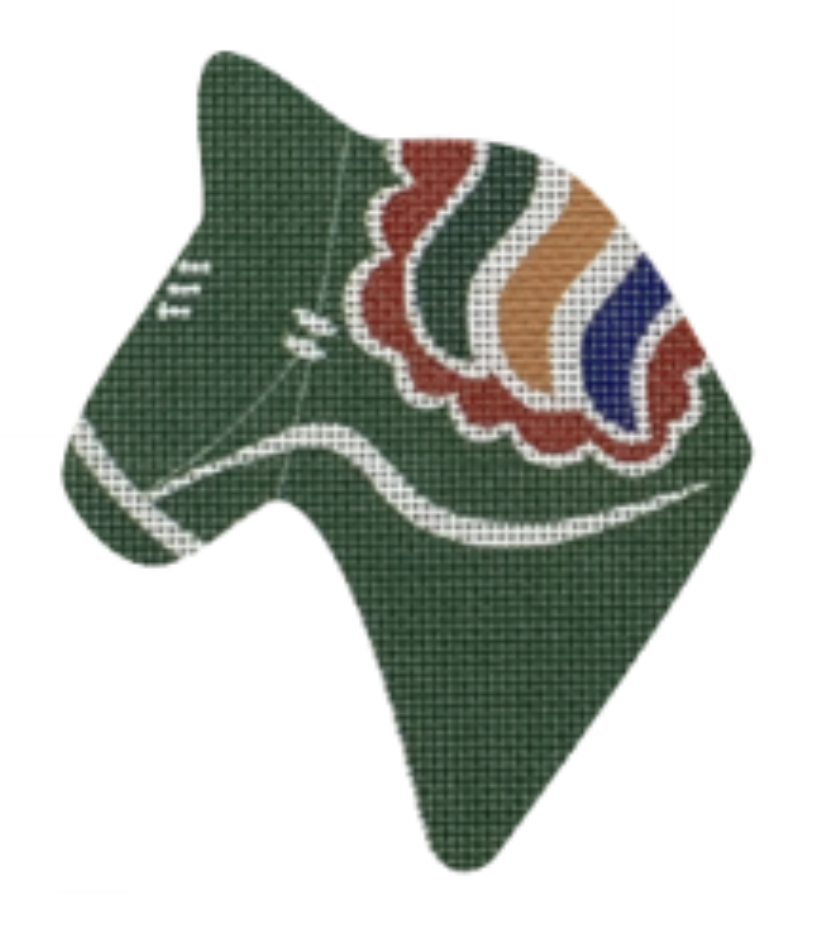 NOR15 Dala Horse Head - Green