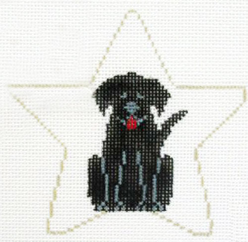 ST107 Black Labrador Star with Bone Button