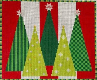 P207C Christmas Trees on Red Stripe