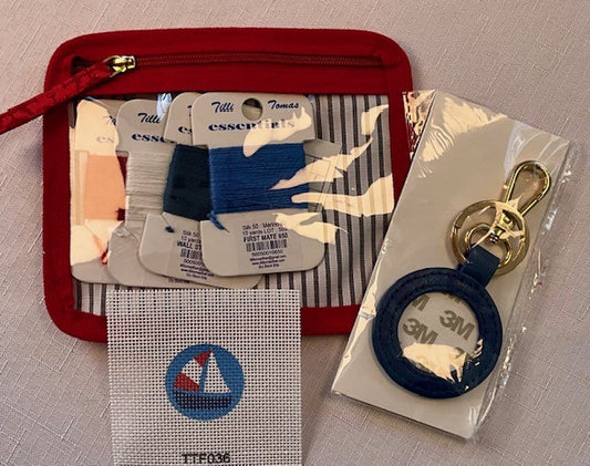 Blue and White Bow Key Fob Kit