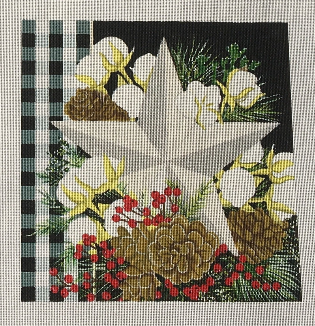 NTPL-01 Christmas Star with Cotton and Pinecones