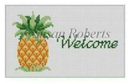 Susan Roberts needlepoint canvas for a welcome sign with a pineapple