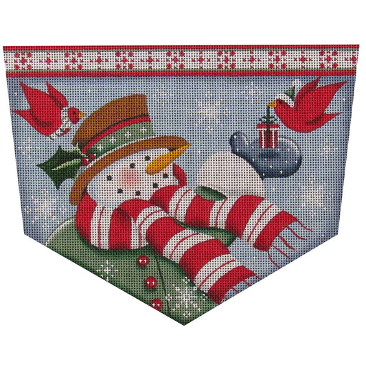 1476 Snowman and Cardinals Stocking Cuff