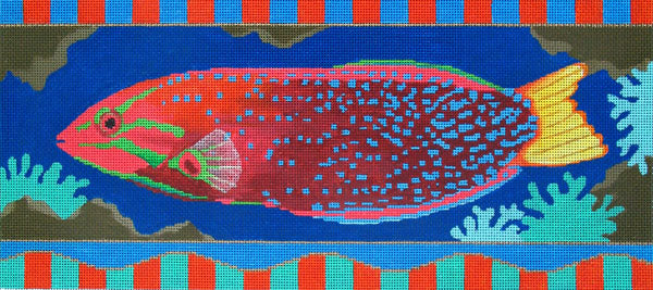 Amanda Lawford bright tropical fish needlepoint canvas