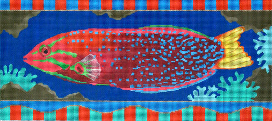 Amanda Lawford bright tropical fish needlepoint canvas