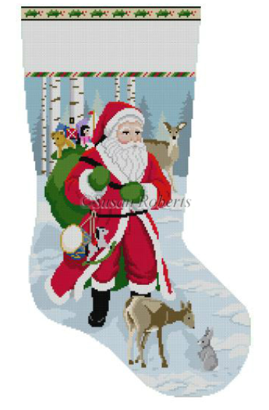 3202 Santa with Deer Stocking