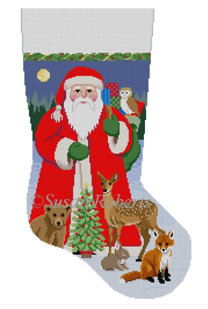3243 Santa with Baby Forest Animals Stocking