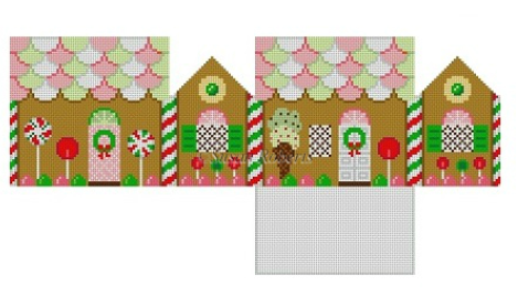 5231-18 Pink, Green, and White Neccos 3D Gingerbread House