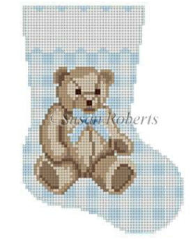 5421 Gingham Teddy Bear Mini Stocking - Blue