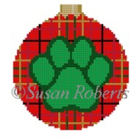 7220 Dog Paw on Plaid with Ball Top