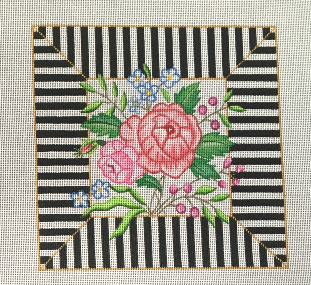26042 Mitered Stripes with Rose