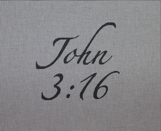 Colors of Praise needlepoint canvas of the bible verse John 3:16