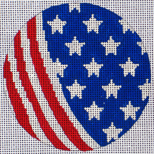 DC Designs round needlepoint canvas of patriotic American stars and stripes