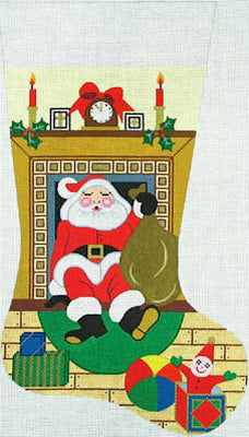 DX104 Santa in Fireplace Stocking