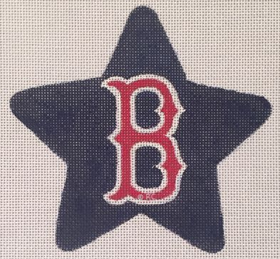 Raymond Crawford star needlepoint canvas with the Boston Red Sox baseball logo