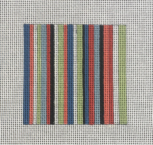 Susan Roberts square striped needlepoint canvas sized for self-finishing boxes (insert)