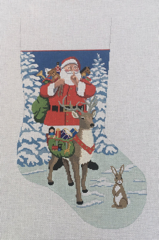 3259 Shhhh... Santa and Reindeer Bringing Toys Stocking