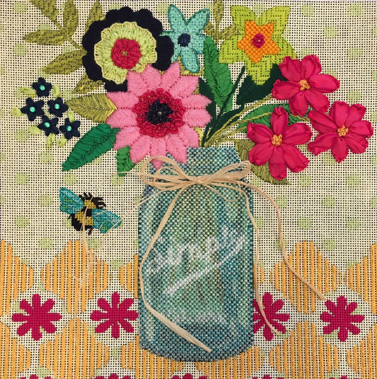 Mason Jar with Flowers Stitch Guide