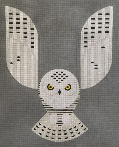 Scott Partridge geometric white snowy owl needlepoint canvas