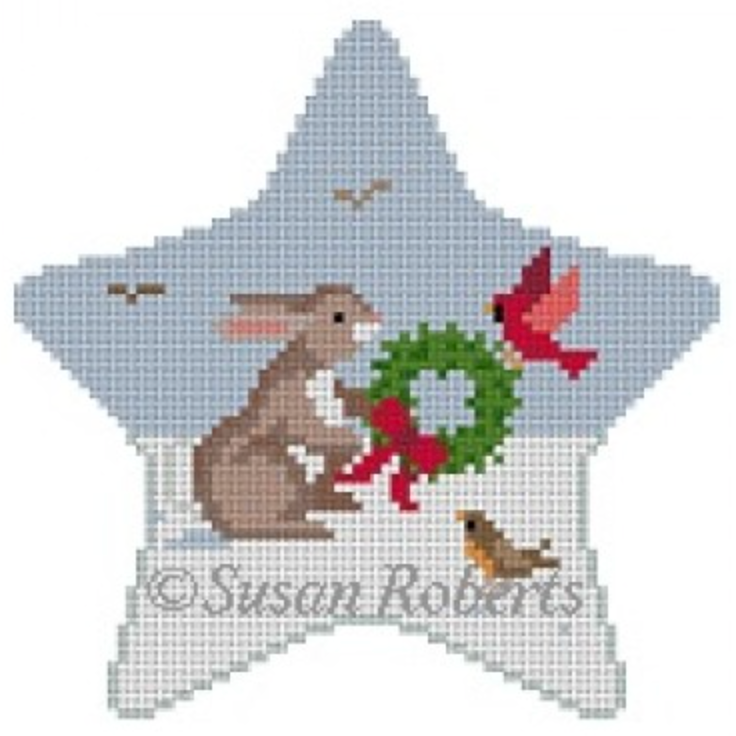 5765 Bunny Rabbit with Wreath and Birds Star