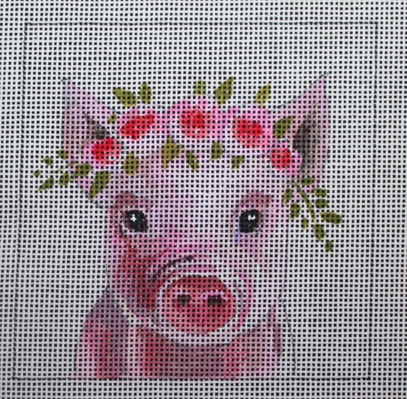 IN272 Baby Pig with Floral Crown