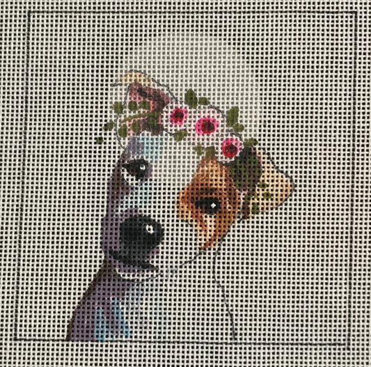 IN087 Jack Russell Terrier with Floral Crown