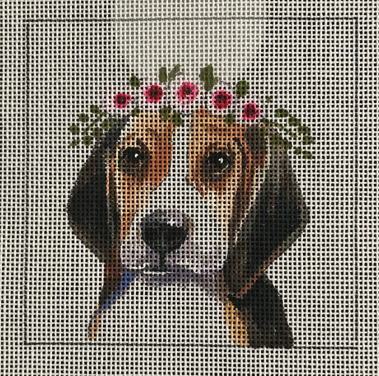 IN089 Beagle with Floral Crown