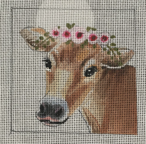 IN078 Brown Cow with Floral Crown