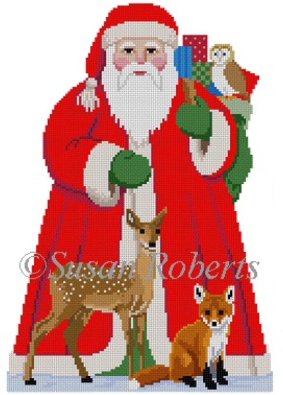 3392 Santa with Baby Forest Animals Tree Topper