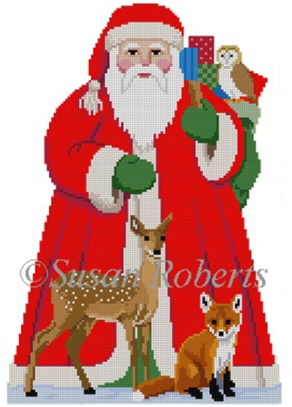 3392 Santa with Baby Forest Animals Tree Topper
