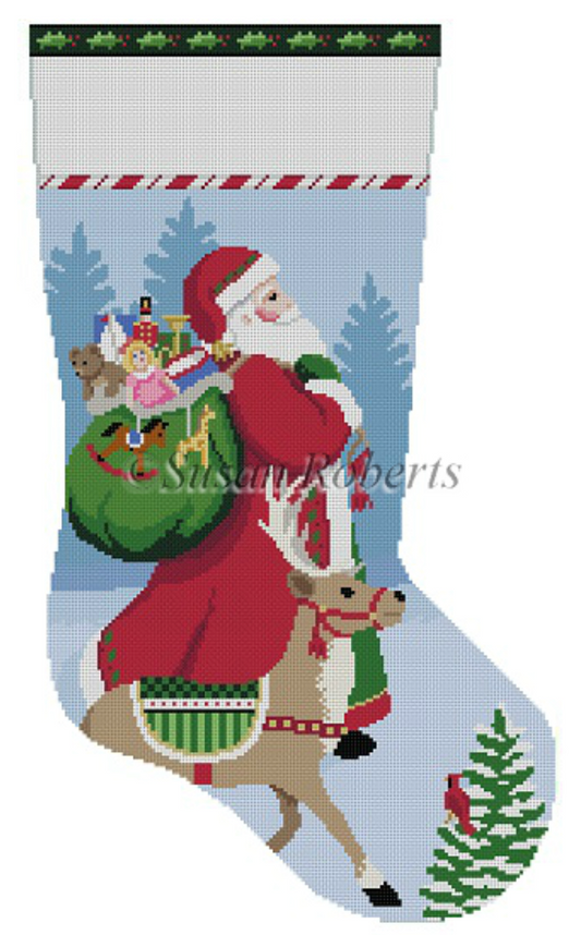 3220 Tasseled Santa and Reindeer Stocking