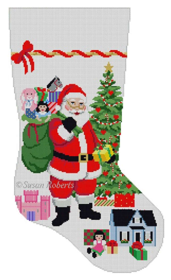 3267 Santa Gifting Girl Toys Stocking