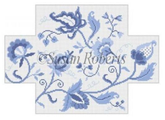 6314 Blue Crewel Floral Brick Cover