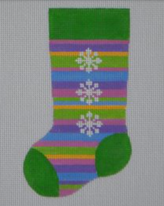 MS14 Pink and Purple Stacked Snowflake Mini Stocking