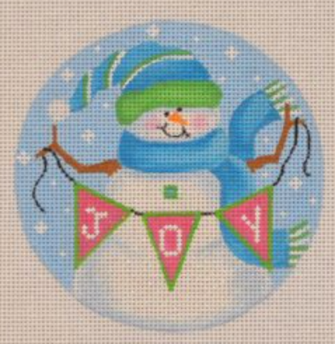 SN37 Blue and Green Snowman with Joy Banner