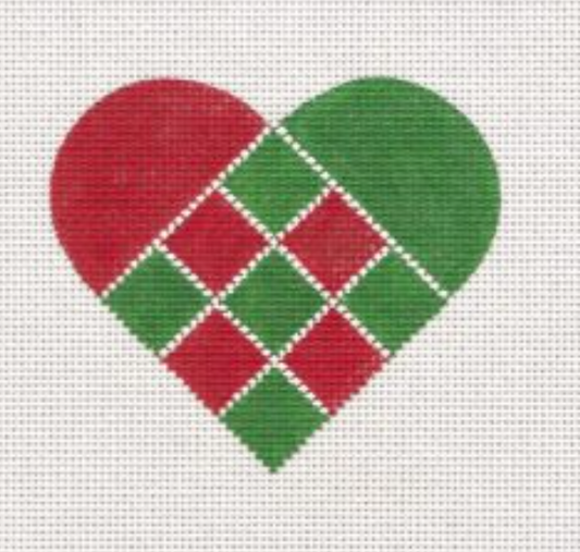 HT07 Nordic Criss-Cross Red and Green Heart