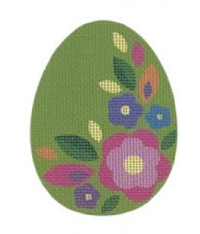 EE12 Floral Flat Easter Egg - Green