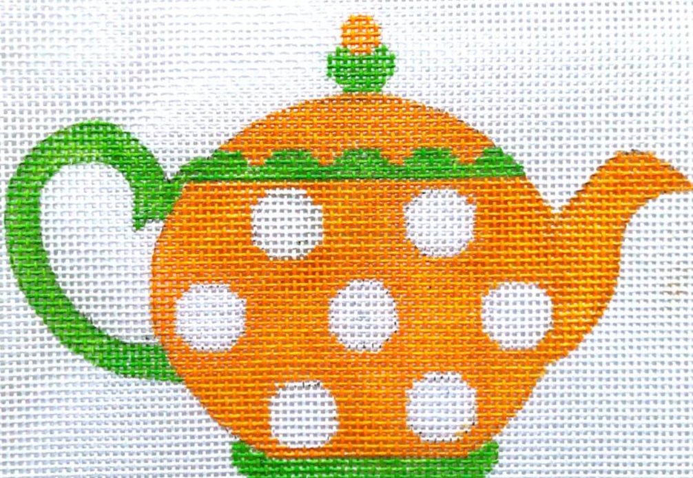 HB-300 Orange and White Polka Dot Teapot